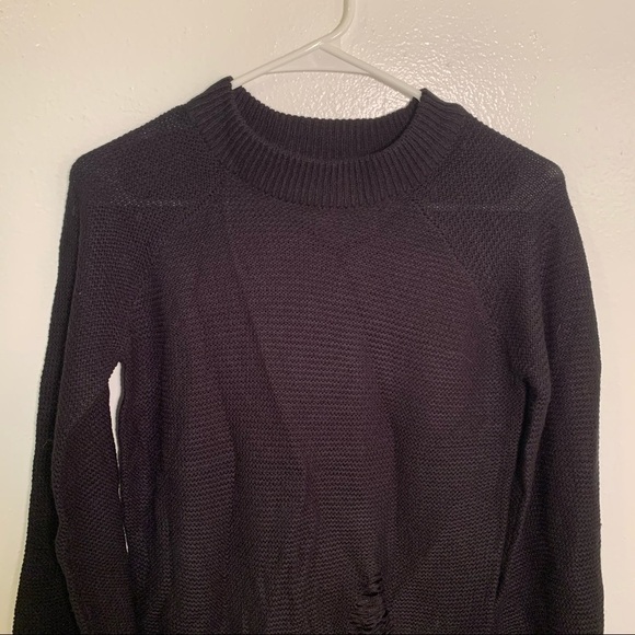 Say What? Mock Neck Sweater Black Ripped - Picture 3 of 10